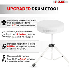 5Core Drum Throne Adjustable Guitar Stool Padded Drummer Seat for Adults & Kids